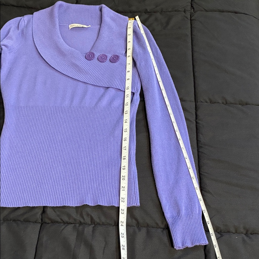 Ricki's Elegant Purple Asymmetrical Cowl Neck Sweater; Button Accents; Size: XS - Picture 8 of 8